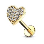 Piercing labret lèvre plaqué or coeur pavé de strass ( 6 mm) Piercing labret lèvre plaqué or coeur pavé de strass ( 6 mm)