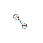 Piercing langue acier chirurgical inoxydable anti allergique barbell zian multicolore lovepiercing