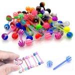 Piercing langue acrylique flexible lot de 50 - 50 pi�ces multicolore 16mm - piercing langue homme femme ...