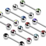 Piercing langue avec gemmes face (12 mm - aurore borale)