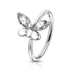 Piercing nez anneau papillon argenté strass Piercing nez anneau papillon argenté strass