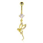 Piercing nombril f�e cristal plaqu� or 18k