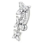 Piercing nombril invers� 3 fleurs argent 925