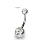 Piercing nombril ventre boule diamant acier chirurgical inoxydable anti allergique banane barbell duncan ...