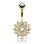 Piercing nombril ventre boule fleur cristal bijoux acier chirurgical inoxydable anti allergique banane ...