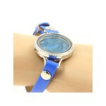Pierres et min�raux. bracelet apatite bleu neon brut. mod�le montre 30 mm.
