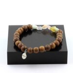 Pierres et min�raux. bracelet b�ryl morganite du br�sil + perles bois 8 mm. fabriqu� en france.
