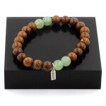 Pierres et min�raux. bracelet perles aventurine + bois 8 mm. fabriqu� en france.