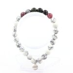 Pierres et min�raux. bracelet perles emeraude de zambie + l�pidolite + obsidienne flocon de fabriqu� ...