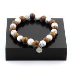 Pierres et min�raux. bracelet perles howlite + bois 8 mm. fabriqu� en france.