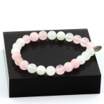 Pierres et min�raux. bracelet perles pierre de lune + quartz rose 8 mm. fabriqu� en france.