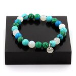 Pierres et min�raux. bracelet perles pierre de lune + turquoise + chrysocolle + malachite 8 fabriqu� ...