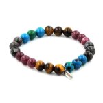 Pierres et min�raux. bracelet perles oeil de tigre + labradorite + l�pidolite + chrysocolle fabriqu� ...