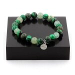 Pierres et min�raux. bracelet perles oeil de tigre vert + malachite + aventurine + fabriqu� en france. ...