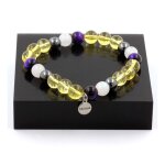 Pierres et min�raux. bracelet perles oeil de tigre violet + citrine + pierre de lune + fabriqu� en france. ...