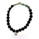 Pierres et min�raux. bracelet turquoise africaine d afrique + perles onyx noir mat 8 mm. fabriqu� en ...