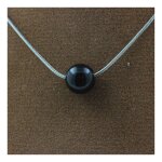 Pierres et min�raux. collier 1 perle obsidienne noire 8 mm chaine en acier inoxydable.