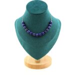 Pierres et min�raux. collier 15 perles lapis lazuli 8 mm. chaine en acier inoxydable collier femmes hommes. ...