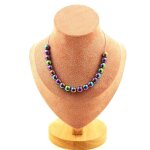 Pierres et min�raux. collier 20 perles h�matite multicolore 8 mm. chaine en acier collier femmes hommes. ...