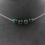 Pierres et min�raux. collier 4 perles malachite du congo qualit� 7a 8 mm. chaine en acier collier femmes ...