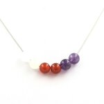 Pierres et min�raux. collier perles am�thyste + agate ruban�e + pierre de lune 8 mm. chaine collier femmes ...