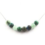 Pierres et min�raux. collier perles oeil de tigre vert + malachite + aventurine + turquoise chaine en ...