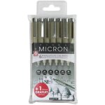 Feutres pigma micron - sakura - 6 calibres + 1 gratuit - encre pigment�e - r�sistants � leau - noir / ...