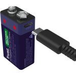 Pile 9v rechargeable usb - cpile carr�e avec port usb - c int�gr�aucun chargeur de batterie n�cessairecharger ...