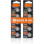 Piles cr2032 - lot de 10 100% peakpower bouton lithium cr 2032 3v - haute performance pour dispositifs ...