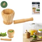 Pilon et mortier en bambou 22. 5 x 23. 5 x 34 cm