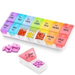 Pilulier semainier - grand pilulier hebdomadaire - 7 couleurs - sans bpa - design rectangulaire