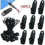 Pinces � b�che - clip de fixation b�che - nylon - cordon �lastique - 8 clips et 8 tendeurs