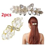 Pinces � cheveux - fleurs avec strass - accessoire mariage - m�tal vintage - 7. 5x2. 5 cm - 2 pi�ces