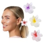 Pince � cheveux - guirca - fleur 8 cm - blanche - centre multicolore - taille unique
