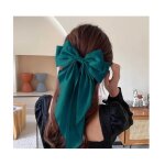 Barrettes � cheveux - vintage - soie - n?ud vert - accessoire �l�gant - femme
