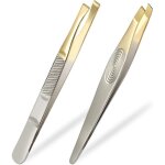 Pinces � �piler professionnelles - estampille - lot de 2 - acier inoxydable - pointe crabe - or - antid�rapant ...