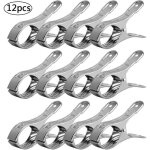 Pinces � linge en acier inoxydable 12 pcs pinces grand �pingle � linge anti - d�rapantes pour serviette ...
