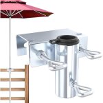 Pince parasol horizontale m�tal avec crochets table / terrasse / balcon / rambarde