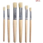 Pinceaux 6 pi�ces - ensemble aquarelle peinture acrylique pochoir brosse diff�rente taille manche en ...