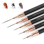 Pinceau m�tallique pour nail art pinceau liner 5 outils noirs pour nail art de tailles diff�rentes (5 ...