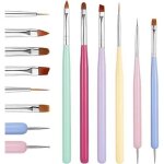 Pinceaux nail art ongles - 6pcs - pinceau ongle gel - construction fin liner / plat / rond - french manucure ...