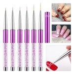 Pinceau nail art ongles avec capuchon bouchon 6 pices pinceaux liner ultra fin pour ongle gel peinture ...