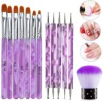 Pinceaux ongles gel uv acrylique nail art brosses ensemble outils de pointillage pour nail art avec 7 ...