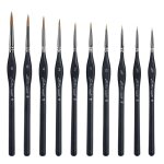 Pinceaux de peinture professionnels - 10 pices - noir - pour acrylique et aquarelle