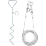 Piquet pour chien - cha�ne dext�rieur avec rotation � 360� - supporte jusqu� 220lbs - argent