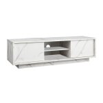 Piralia - meuble tv 2 portes aspect marbre blanc