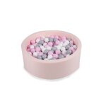 Piscine � balles - angelove - ronde - 90x30cm - 200 balles - rose pastel / gris / blanc