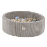 Piscine � balles pour b�b� enfants pour la chambre misioo ronde velours c�tel� beige 90x30 cm 300 balles: ...