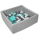 Piscine � balles pour enfant - velinda - 24171 - dimensions 90x90 cm - 150 balles blanc gris turquoise ...