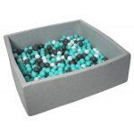 Piscine � balles pour enfant 120x120 cm aire de jeu + 600 balles blanc gris turquoise